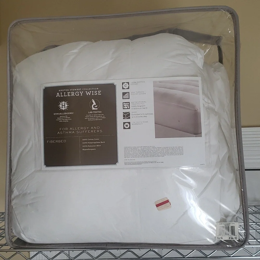Martha Stewart Allergy Wise Fiberbed - White Twin For Asthma Sufferers